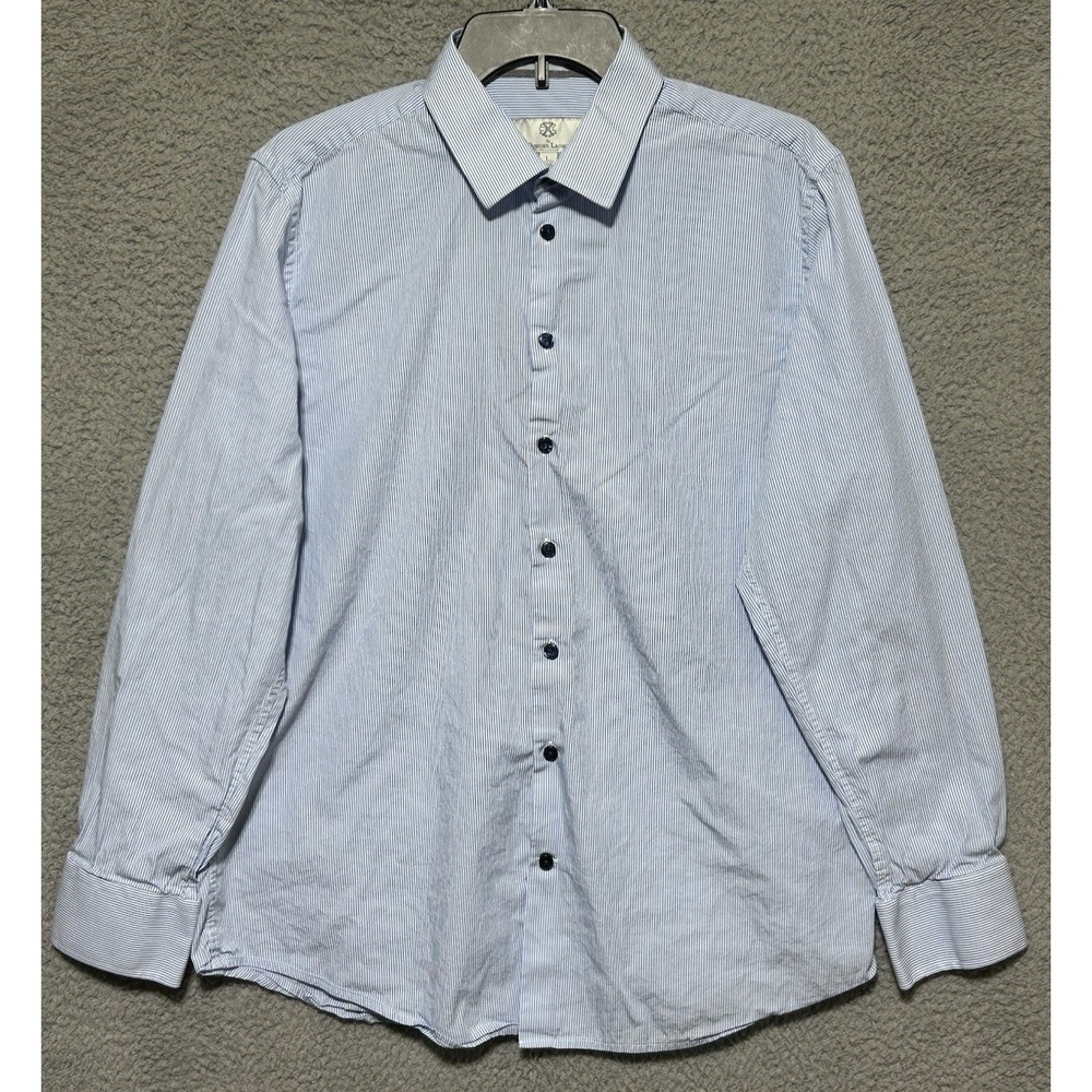 Christian Lacroix CXL Mens L Modern Fit Button‎ Down Shirt White Blue Stripe